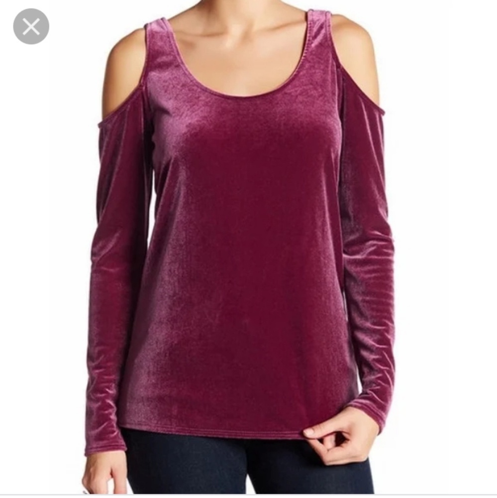 Harlowe&Graham Purple Velvet Cold-Shoulder NWOT